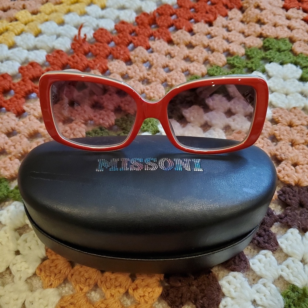 EUC Red Missoni Sunglasses with Case